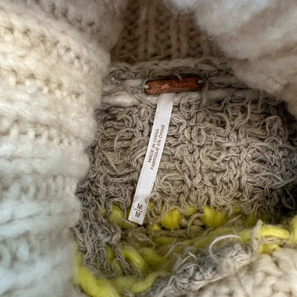 Free People Check Me Out Checkerboard Turtleneck Sweater Macaroon - Picture 5 of 5